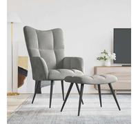 vidaXL Poltrona Relax con Poggiapiedi Grigio Chiaro in Velluto