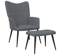 vidaXL Poltrona Relax con Poggiapiedi Grigio Scuro in Tessuto