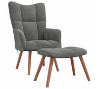 VIDAXL - Poltrona Relax con Poggiapiedi Grigio Scuro in Velluto