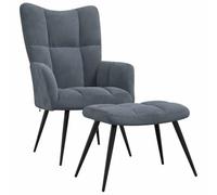 vidaXL Poltrona Relax con Poggiapiedi Grigio Scuro in Velluto