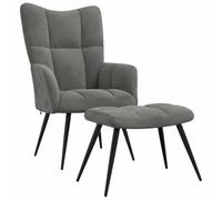 vidaXL Poltrona Relax con Poggiapiedi Grigio Scuro in Velluto