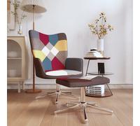 vidaXL Sedia Relax con Sgabello in Tessuto Patchwork