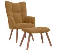 vidaXL Poltrona Relax con Poggiapiedi Marrone in Velluto