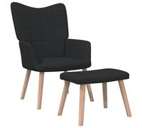 vidaXL Poltrona Relax con Poggiapiedi Nero in Tessuto