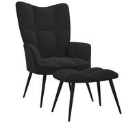 vidaXL Poltrona Relax con Poggiapiedi Nero in Velluto