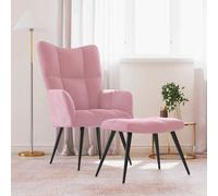 vidaXL Poltrona Relax con Poggiapiedi Rosa in Velluto