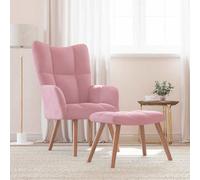 vidaXL Poltrona Relax con Poggiapiedi Rosa in Velluto