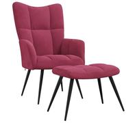 vidaXL Poltrona Relax con Poggiapiedi Rosso Vino in Velluto