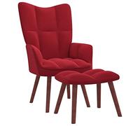 vidaXL Poltrona Relax con Poggiapiedi Rosso Vino in Velluto
