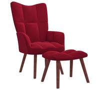 vidaXL Poltrona Relax con Poggiapiedi Rosso Vino in Velluto