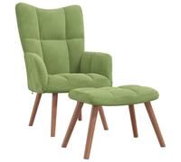 vidaXL Poltrona Relax con Poggiapiedi Verde Chiaro in Velluto