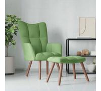 vidaXL Poltrona Relax con Poggiapiedi Verde Chiaro in Velluto