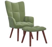 VIDAXL - Poltrona Relax con Poggiapiedi Verde Chiaro in Velluto