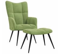 vidaXL Poltrona Relax con Poggiapiedi Verde Chiaro in Velluto