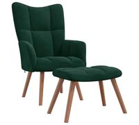 vidaXL Poltrona Relax con Poggiapiedi Verde Scuro in Velluto