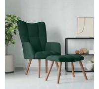 vidaXL Poltrona Relax con Poggiapiedi Verde Scuro in Velluto