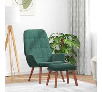 vidaXL Poltrona Relax con Poggiapiedi Verde Scuro in Velluto, sedia, sedia relax, sedia relax in velluto, sedia da soggiorno, sedia in velluto