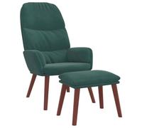 vidaXL Poltrona Relax con Poggiapiedi Verde Scuro in Velluto
