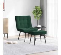 vidaXL Poltrona Relax con Poggiapiedi Verde Scuro in Velluto