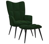 vidaXL Poltrona Relax con Poggiapiedi Verde Scuro in Velluto