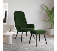 vidaXL Poltrona Relax con Poggiapiedi Verde Scuro in Velluto