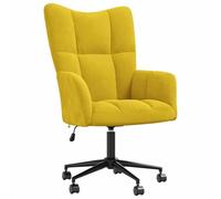 vidaXL Poltrona relax con ruote, regolabile in altezza, girevole, per la TV, imbottita, per il soggiorno, colore giallo senape