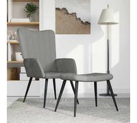 vidaXL Poltrona Relax con Sgabello Grigio Chiaro in Velluto