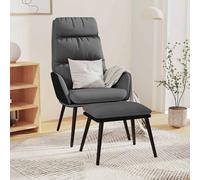 vidaXL Poltrona Relax con Sgabello Grigio Chiaro Tessuto e Similpelle