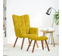 vidaXL Poltrona Relax con Poggiapiedi Giallo in Velluto, Sedia, Sedia da Salotto, Sedia in Velluto, Sedia a Sdraio, posti a Sedere