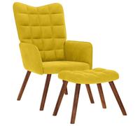 vidaXL Poltrona Relax con Poggiapiedi Giallo in Velluto, Sedia, Sedia da Salotto, Sedia in Velluto, Sedia a Sdraio, posti a Sedere