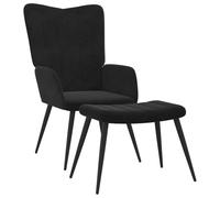vidaXL Poltrona Relax con Sgabello Nero in Velluto