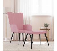 vidaXL Poltrona Relax con Sgabello Rosa in Velluto