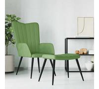 vidaXL Poltrona Relax con Sgabello Verde Chiaro in Velluto