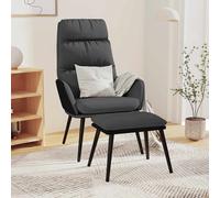 vidaXL Poltrona Relax e Sgabello Grigio Scuro in Tessuto e Similpelle