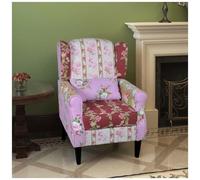 vidaXL Poltrona Relax Patchwork Stile Pastorale in Stoffa Sedia con Braccioli