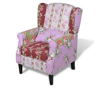 vidaXL Poltrona Relax Patchwork Stile Pastorale in Stoffa Sedia con Braccioli