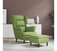 vidaXL Poltrona Schienale ad Ala con Poggiapiedi Verde Chiaro Velluto