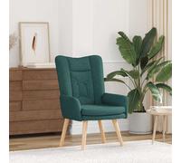 vidaXL Poltrona ergonomica Verde Scura con braccioli Imbottiti e Struttura in Legno Durevole per Uso Interno, Sedia Rivestita Moderna per Leggere, Seduta Comoda in Soggiorno, bracciolo Elegante di qu