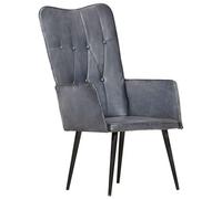 vidaXL Poltrona Wingback Grigia in Vera Pelle