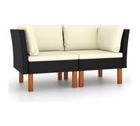 vidaXL Poltrone Angolari 2 pz Polyrattan e Legno Massello di Eucalipto