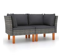vidaXL Poltrone Angolari 2 pz Polyrattan e Legno Massello di EucaliptoMobili