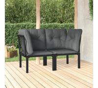 vidaXL Poltrone Angolari Giardino Cuscini 2pz Polyrattan Nero e Grigio