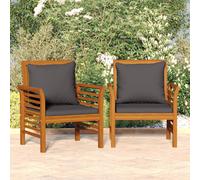 VIDAXL - Poltrone Con Cuscini Grigio Scuro 2 Pz Legno Massello Di Acacia