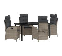 vidaXL Set da Pranzo da Giardino a 5 Pezzi con Cuscini Grigi in Rattan Polimerico