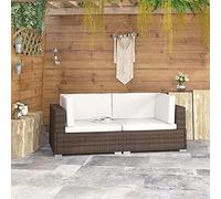 vidaXL Poltrone Modulari ad Angolo con Cuscini 2 pz Polyrattan MarroneMobili