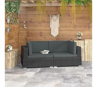 vidaXL Poltrone Modulari ad Angolo con Cuscini 2 pz Polyrattan Nero