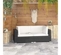 vidaXL Poltrone Modulari ad Angolo con Cuscini 2 pz Polyrattan NeroMobili