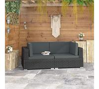 vidaXL Poltrone Modulari ad Angolo con Cuscini 2 pz Polyrattan NeroMobili