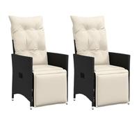 vidaXL Sedie Reclinabili da Giardino 2 pz con Cuscini Nero Polyrattan, Sedia da Giardino con Cuscino, Sedia da Giardino, Sedia reclinabile da Patio