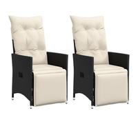 vidaXL Sedie Reclinabili da Giardino 2 pz con Cuscini Nero Polyrattan, Sedia da Giardino con Cuscino, Sedia da Giardino, Sedia reclinabile da Patio